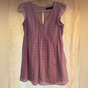 Midnight Doll lavender eyelet mini dress (size small)